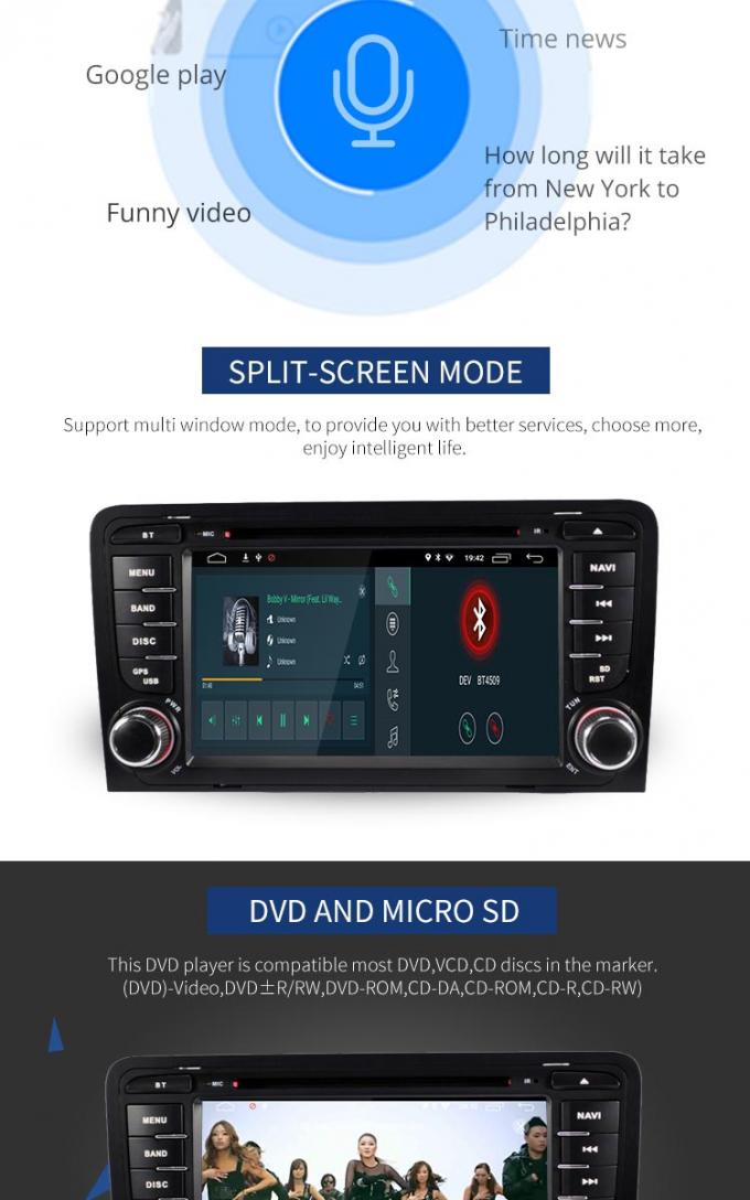 4+32G Audi BT GPS DVR 거울 연결을 가진 안드로이드 차 DVD 플레이어 붙박이 GPS