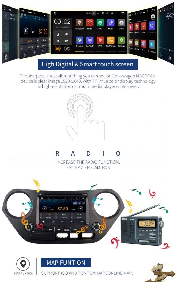라디오 조율사를 가진 본래 차 사용자 인터페이스 현대 I30 항법 Gps DVD 플레이어
